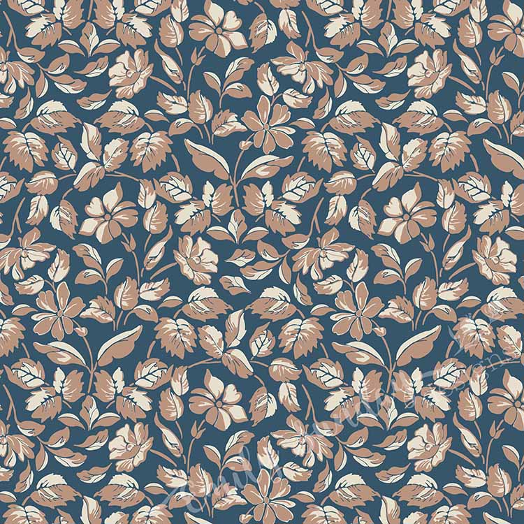 Small Scale Heritage Floral Tapestry Brown peel and stick wallpaper pattern swatch